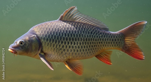This is a photo of a fish swimming in the water with its fins and scales clearly visible illustration