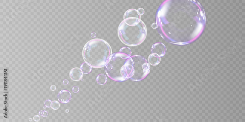 Transparent Shiny Bubble Elements with Light Reflections PNG.