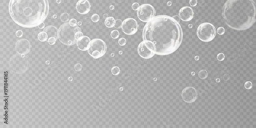 Transparent Shiny Bubble Elements with Light Reflections PNG.