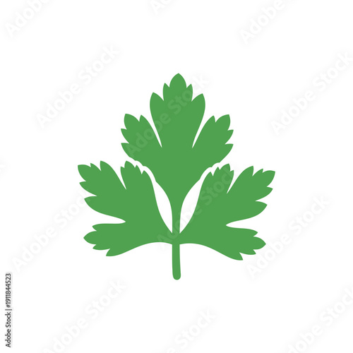 Parsley Leaf Emblem Design with Fresh Green Herb Illustration