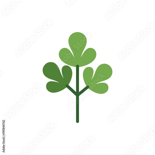 Flat Parsley Sprig Abstract Vector Icon Culinary Herb Garden Illustration