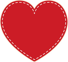 Red Heart with White Stitched Border Illustration