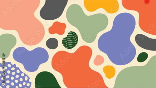 Cute geometric shapes cartoon characters group illustration