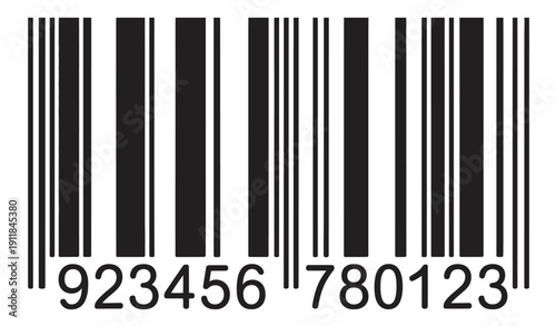 UPC Barcode Black And White With Product Code Scanning Symbol Isolated On Retail Packaging Design.