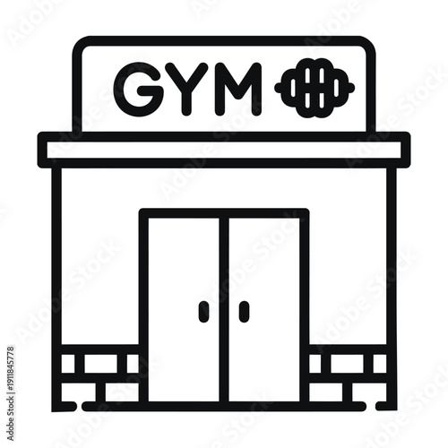 Gym building with sign and barbell icon representing fitness and sport vector illustration
