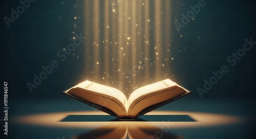 Open Holy Quran with Golden Light Beams – Spiritual Islamic Background