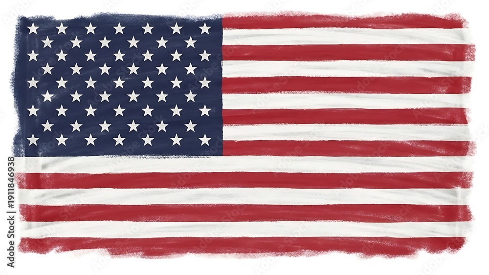 Obraz premium Painted American Flag With Distressed Texture