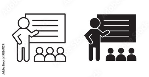 training icon in black stroke and fill