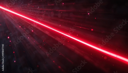Vibrant red light streaks across dark background with dynamic sparks