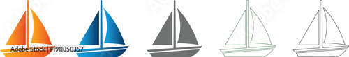 Modern Sailboat in a flat design style, part of a versatile nautical vector icon set illustration