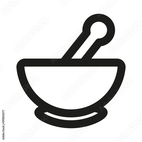 Mortar Professional Modern Line Icon. Minimal kitchen utensil grinding spice ingredient outline design