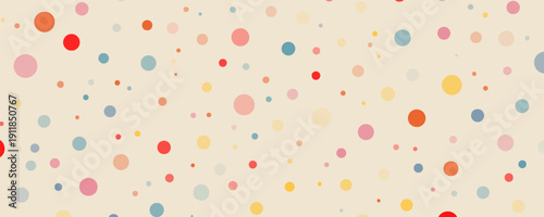 Abstract dots hand drawn Y2K naive seamless pattern. Vector organic colorful doodle circle dotted background in 70s groovy style