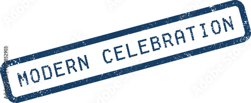 A textured rubber stamp impression of MODERN CELEBRATION perfect for contemporary event invites and festive occasions