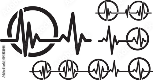 Medical heartbeat symbols and logo design elements collection