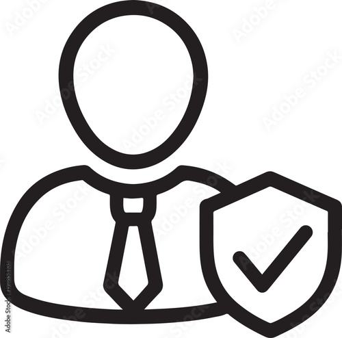 Businessman with security shield icon for professional corporate protection and executive leadership safety solutions