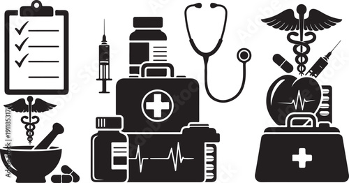 Medical icons and symbols for healthcare professionals and services