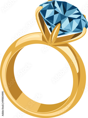 A gold ring with a large blue gemstone set in a prong setting