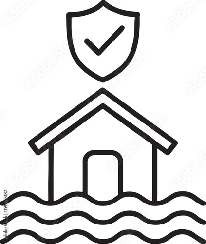 House with umbrella icon for real estate property insurance and secure home business solutions