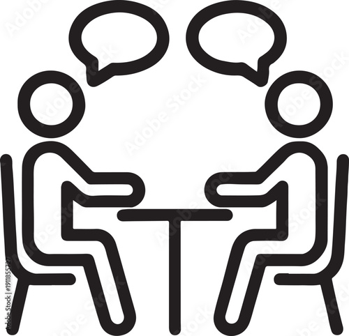 Group of three users at table icon for secure corporate meetings and professional teamwork