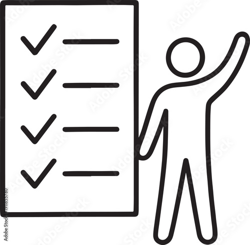 Person pointing at checklist icon for professional business compliance and secure quality control management