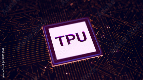 Tableau sur toile TPU on a circuit board, Tensor Processing Units technology.