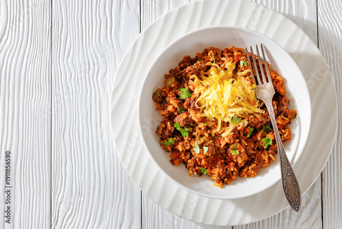 Quadro em tela Texas hash of beef pepper onion tomato and rice