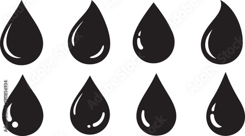 Black teardrop shapes on a white background illustration design