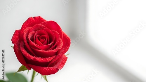A single red rose in bloom