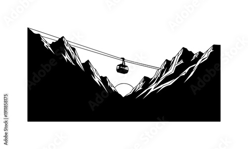 Mountain Gondola Ride Over Snowy Peaks