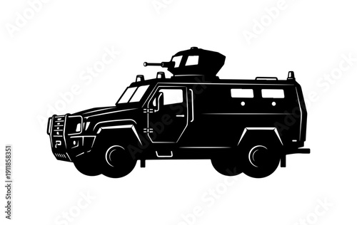Armored Military Transport Vehicle Illustration