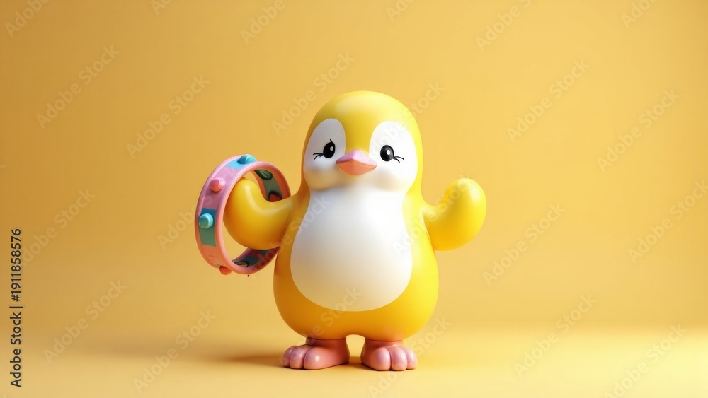 Fototapeta premium Yellow cartoon penguin hug