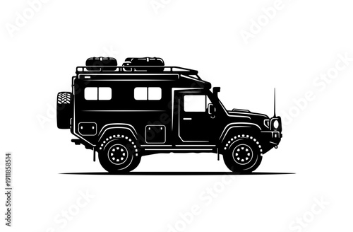 Off-Road Utility Vehicle Illustration - Black SUV with Roof Rack
