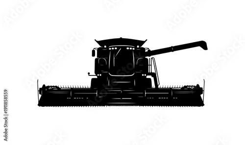 Modern Agricultural Combine Harvester Silhouette