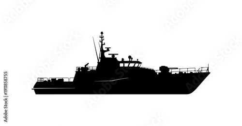 Silhouette of a Modern Patrol or Coast Guard Vessel