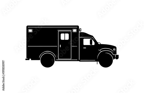 Black and White Prison Transport Vehicle Silhouette