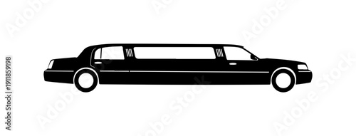 Black Stretch Limousine Vector Illustration