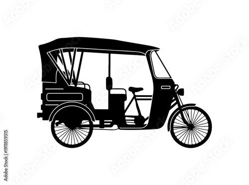 Black Auto Rickshaw Vector Illustration