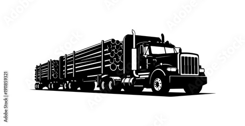 Heavy-Duty Log Hauler Truck Illustration