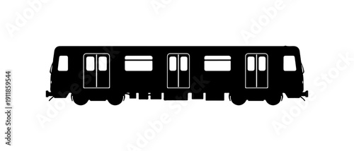 Modern Black Subway Train Silhouette Vector Art