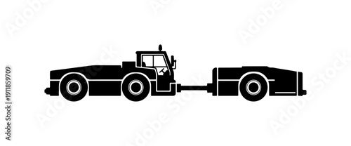 Black and White Tow Truck with Trailer Vector Illustration