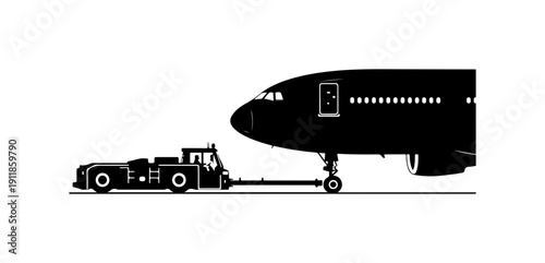 Tug Aircraft Towing Vehicle with Commercial Airplane