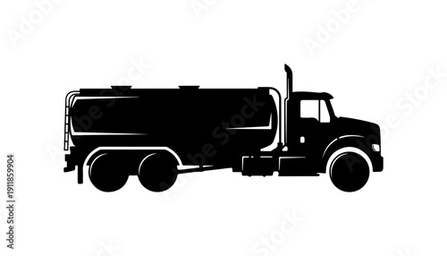 Black Silhouette Tanker Truck Vector Illustration