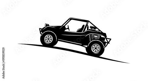 Minimalist Black Off-Road Dune Buggy Vector Illustration