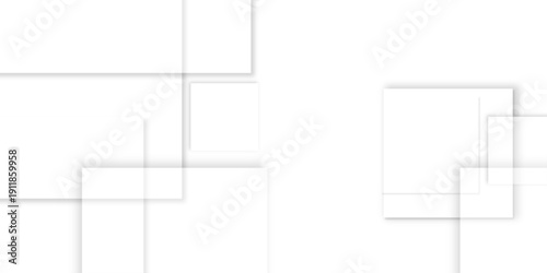 Abstract white background design with layers of textured white transparent material in triangle and squares shapes. White color technology concept geometric line vector white light grey background.