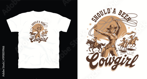 Cowgirl with lasso should a been cowgirl rodeo western vintage illustration