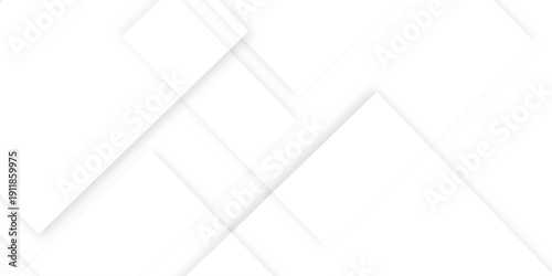 Abstract white background design with layers of textured white transparent material in triangle and squares shapes. White color technology concept geometric line vector white light grey background.