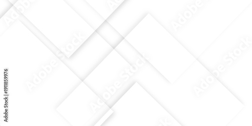 Abstract white background design with layers of textured white transparent material in triangle and squares shapes. White color technology concept geometric line vector white light grey background.