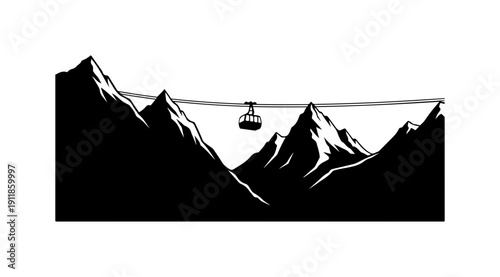 Mountain Cable Car Ride Illustration