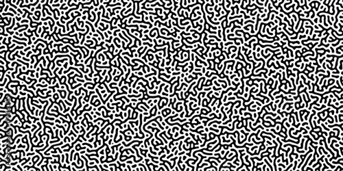 Abstract truing organic wallpaper Turing reaction diffusion monochrome seamless pattern with chaotic motion. Generative algorithm psychedelic background. Reaction-diffusion Organic lines.
