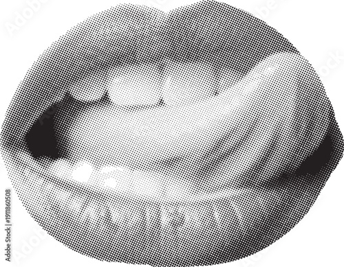 Halftone image of a circular object with detailed texture and shading